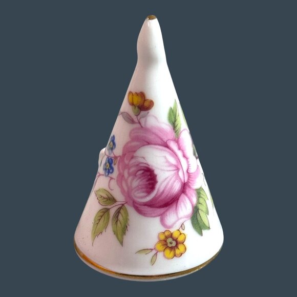 Vintage Porcelain Candle Snuffer Victorian Pink Roses Floral Design 2" Dresser - Picture 2 of 6